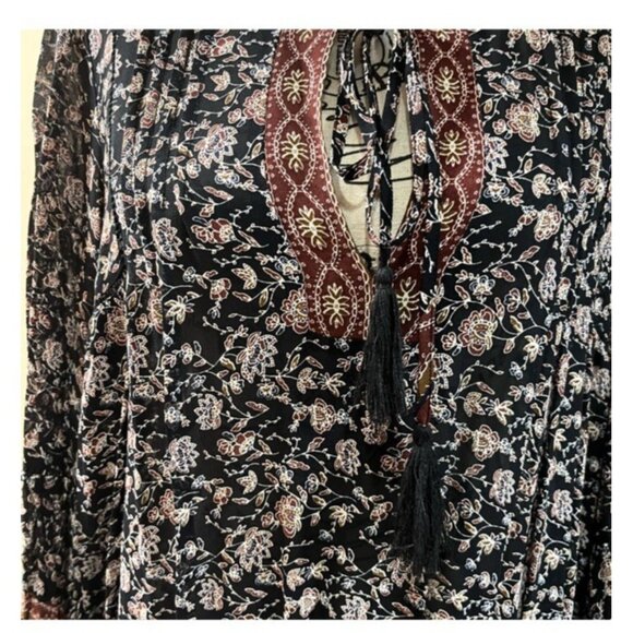 ASTR The Label Balloon Sleeve Printed Tiered Midi Chiffon Dress Brown Sz L #1523 - Picture 14 of 16